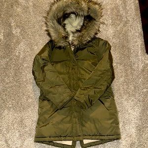 Girls Winter Coat Olive Green Size 12